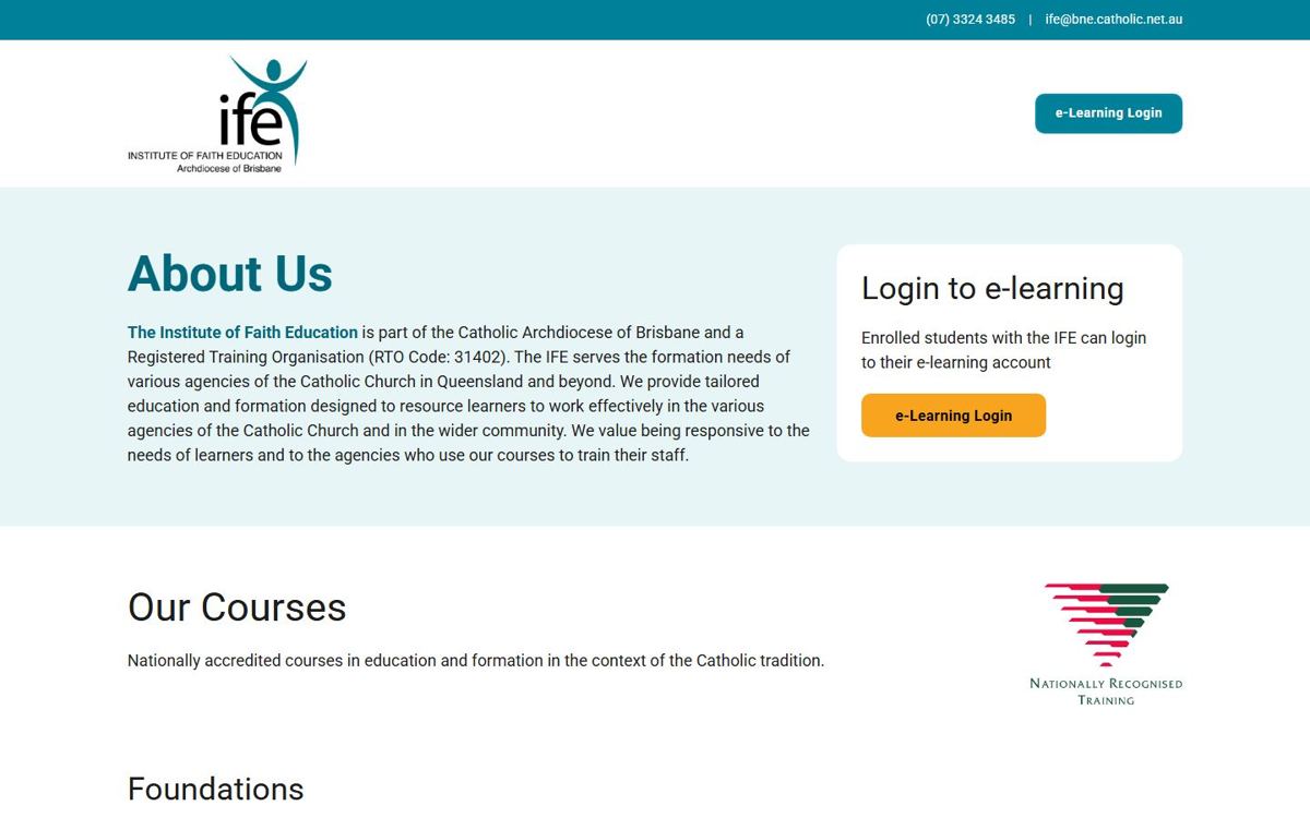 Institute of Faith Education website homepage, built by WP Easy
